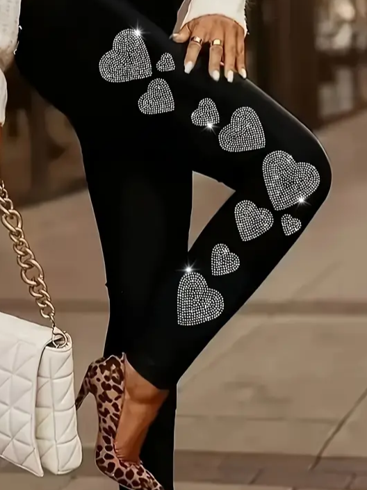 Lässig Herz/Herz Print Lang Leggings