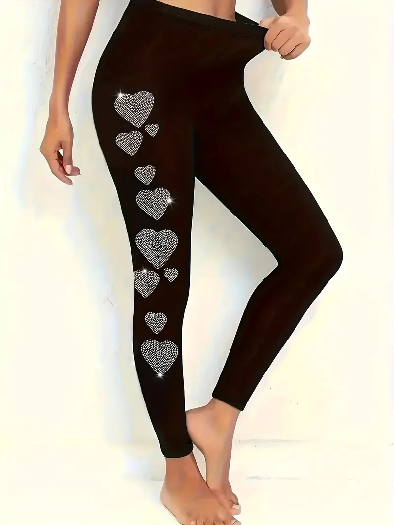 Lässig Herz/Herz Print Lang Leggings