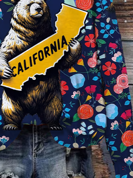Lässig Rundhals Geblümt Sweatshirt Print