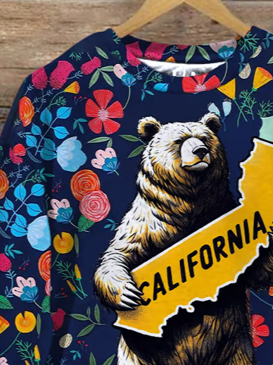 Lässig Rundhals Geblümt Sweatshirt Print