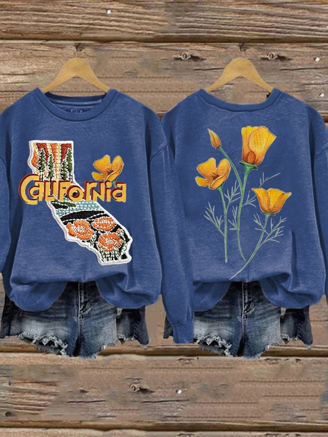 Lässig Rundhals Geblümt Sweatshirt Print