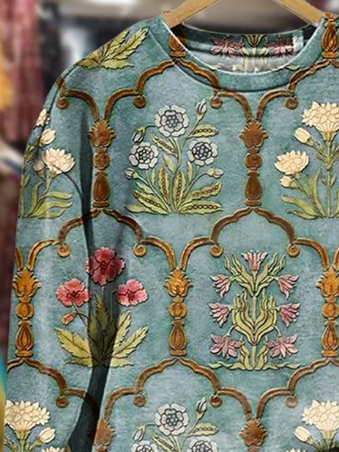 Lässig Rundhals Geblümt Sweatshirt Print