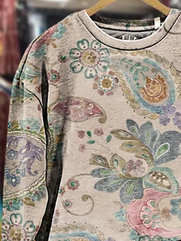 Lässig Rundhals Geblümt Sweatshirt Print