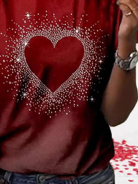 Lässig Herz/Herz Rundhals Kurzarm T-Shirt