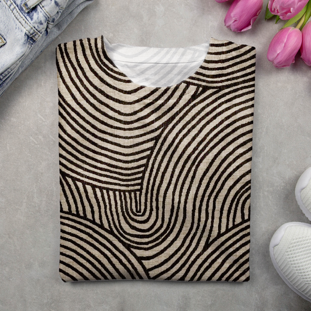 Lässig abstrakte Streifen Rundhals Langarm T-Shirt