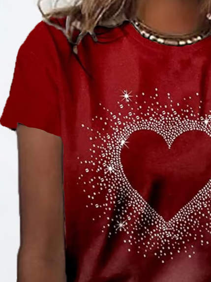 Lässig Herz/Herz Rundhals Kurzarm T-Shirt