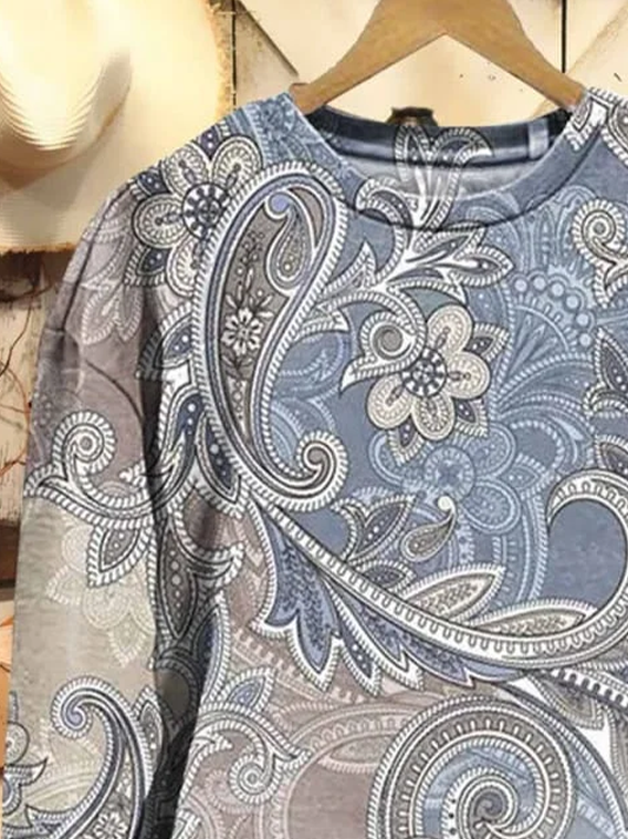 Lässig Rundhals Geblümt Sweatshirt Print