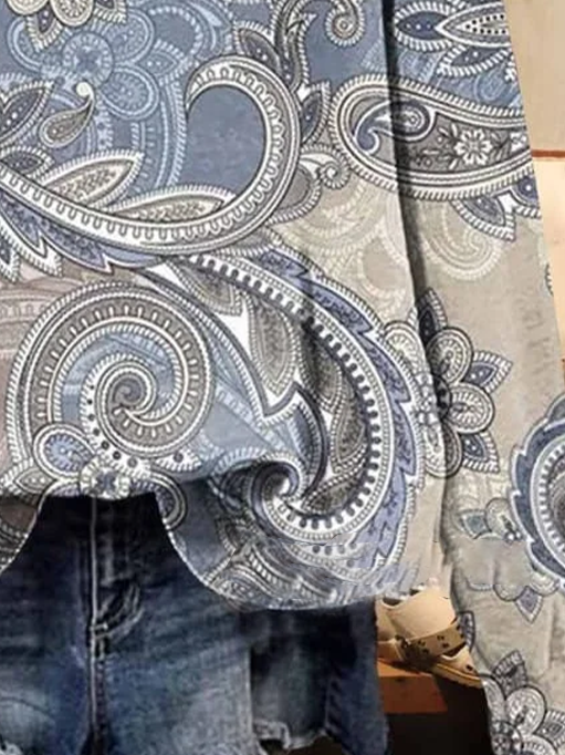 Lässig Rundhals Geblümt Sweatshirt Print