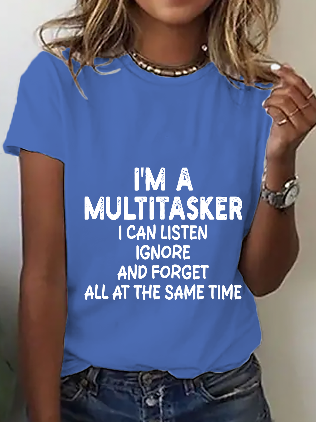 Lässig Textbriefe Rundhals Kurzarm T-Shirt