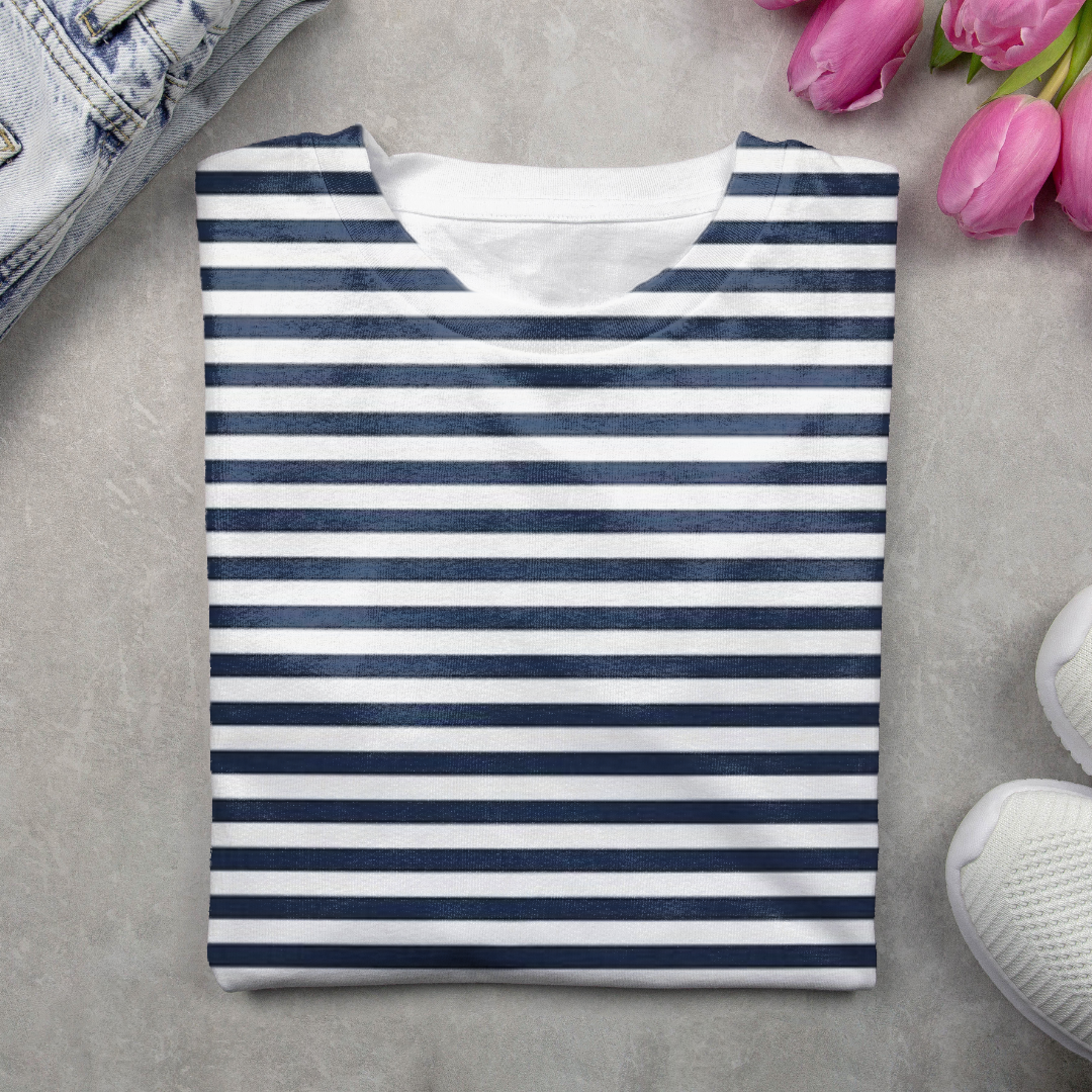 Lässig Gestreift Rundhals Langarm T-Shirt