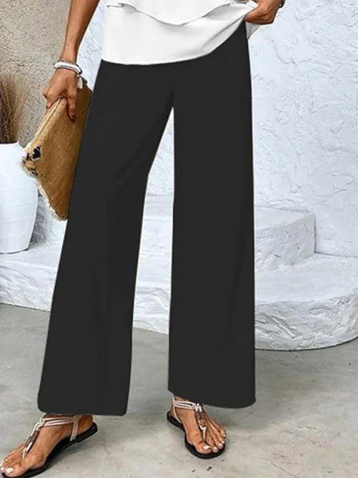 Damen Unifarben Karree-Ausschnitt Ärmellos Bequem Lässig Bluse mit Hose Zweiteiliges Set