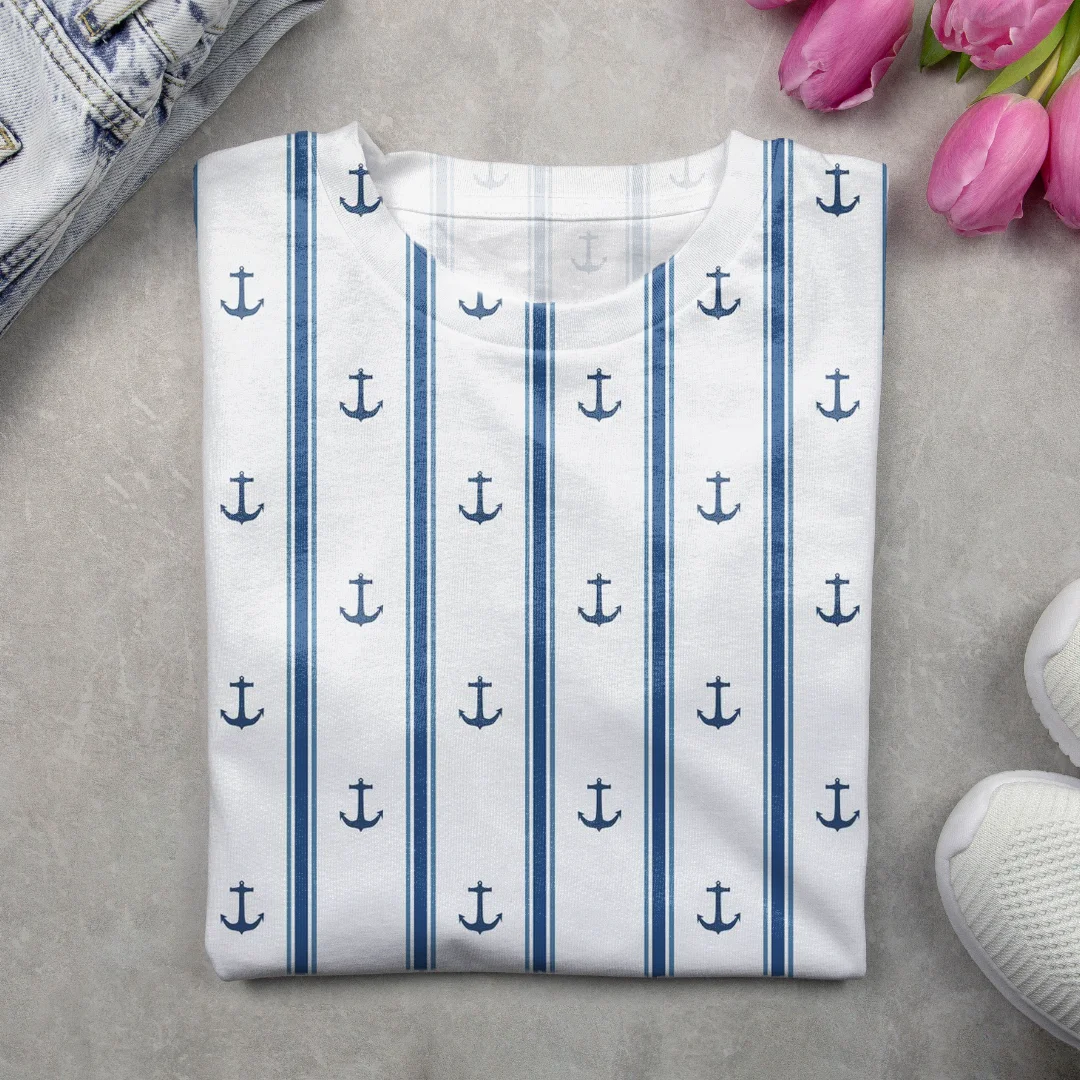 Lässig Gestreift Rundhals Langarm T-Shirt