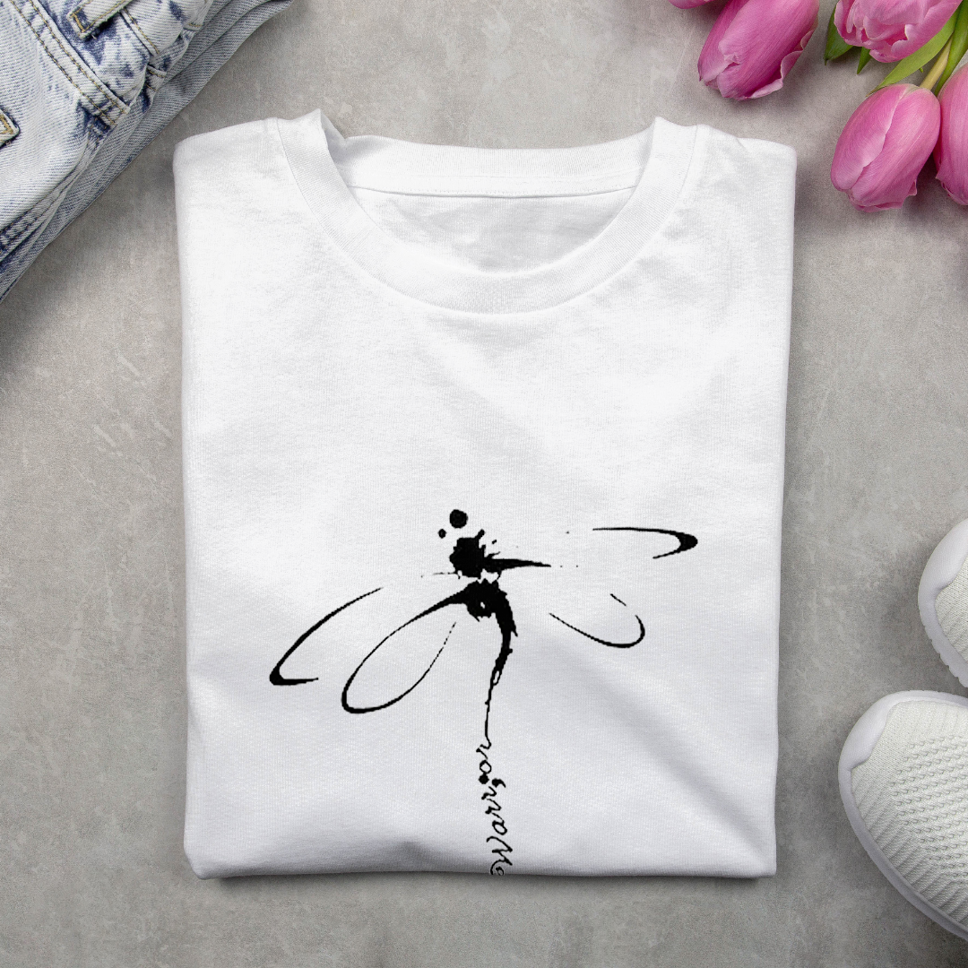 Lässig Libelle Rundhals Langarm T-Shirt