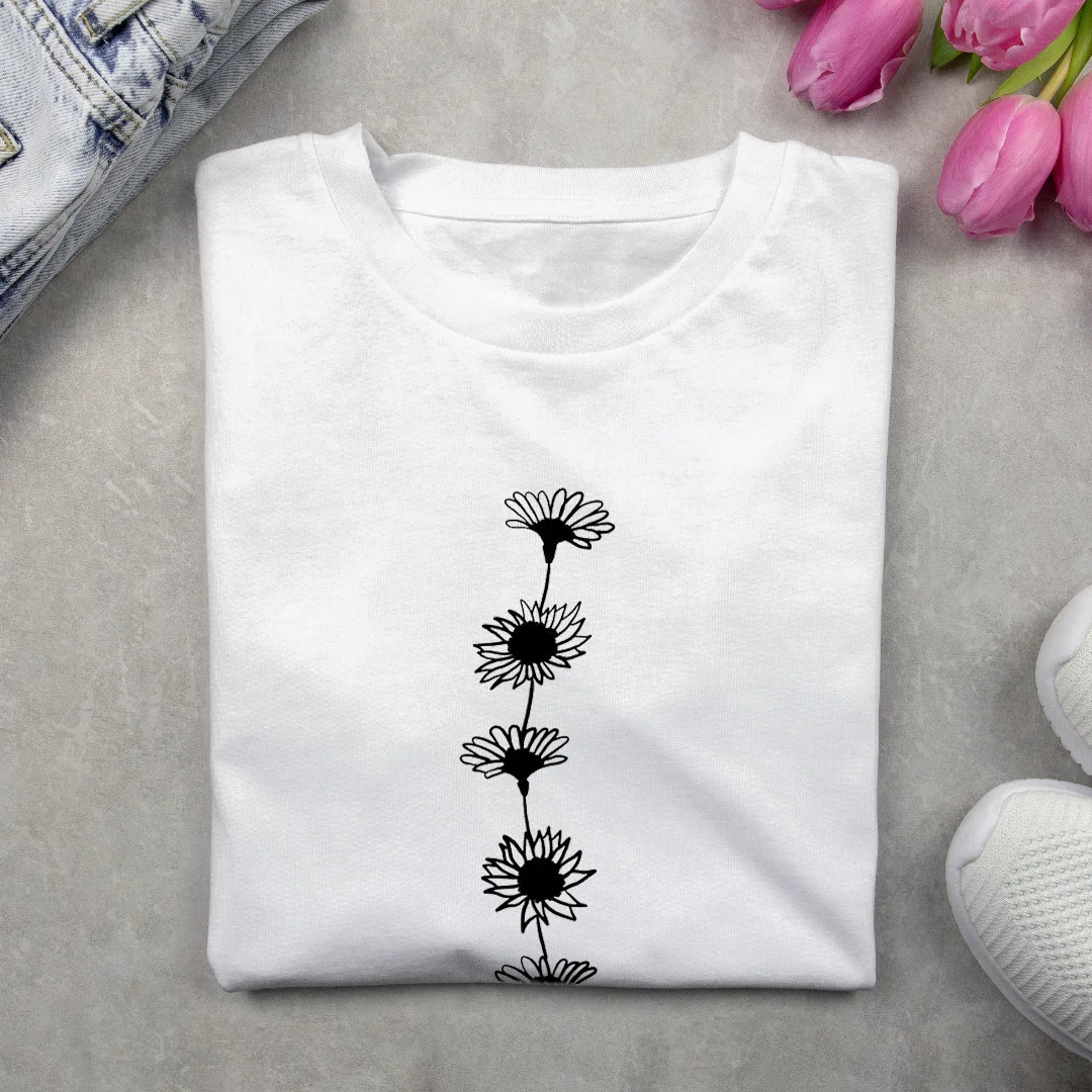 Lässig Geblümt Rundhals Langarm T-Shirt