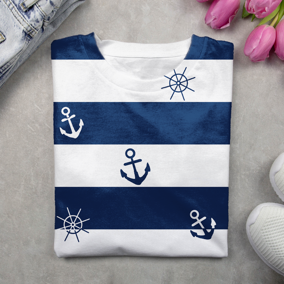 Lässig Gestreift Rundhals Langarm T-Shirt