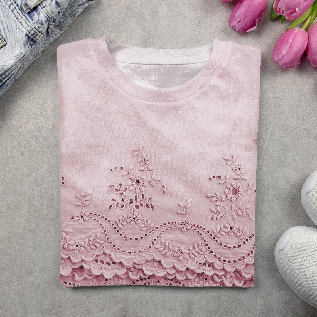 Lässig Geblümt Rundhals Langarm T-Shirt