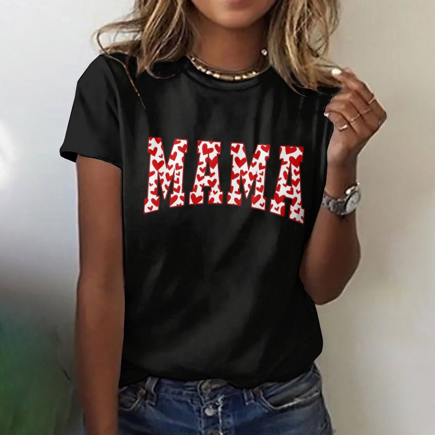 Lässig Textbriefe Rundhals Kurzarm T-Shirt