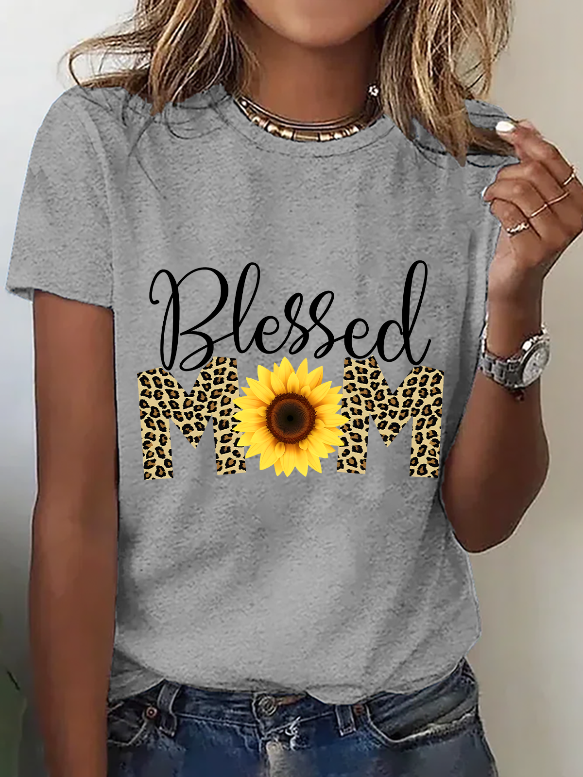 Lässig Textbriefe Rundhals Kurzarm T-Shirt