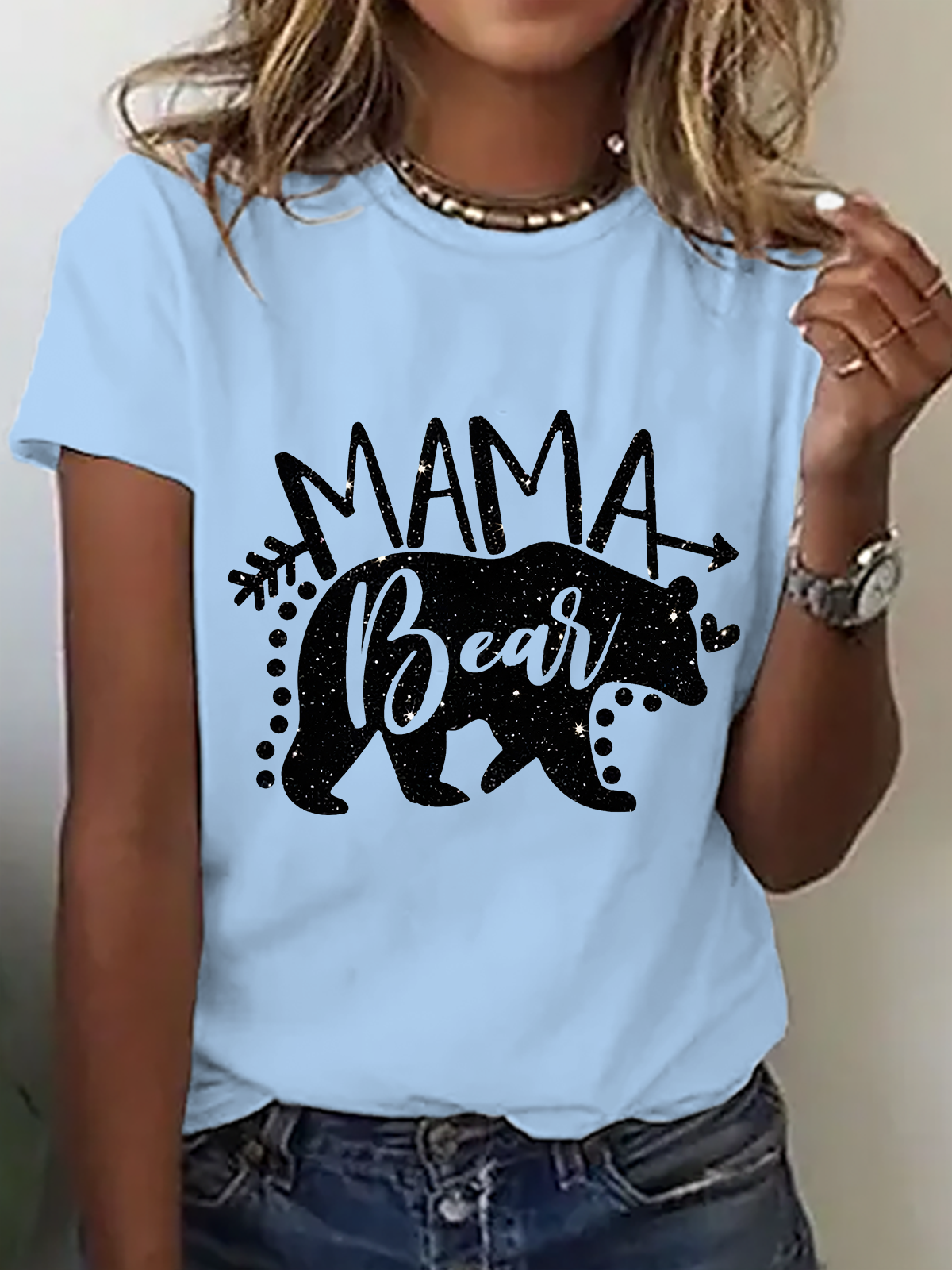 Lässig Textbriefe Rundhals Kurzarm T-Shirt