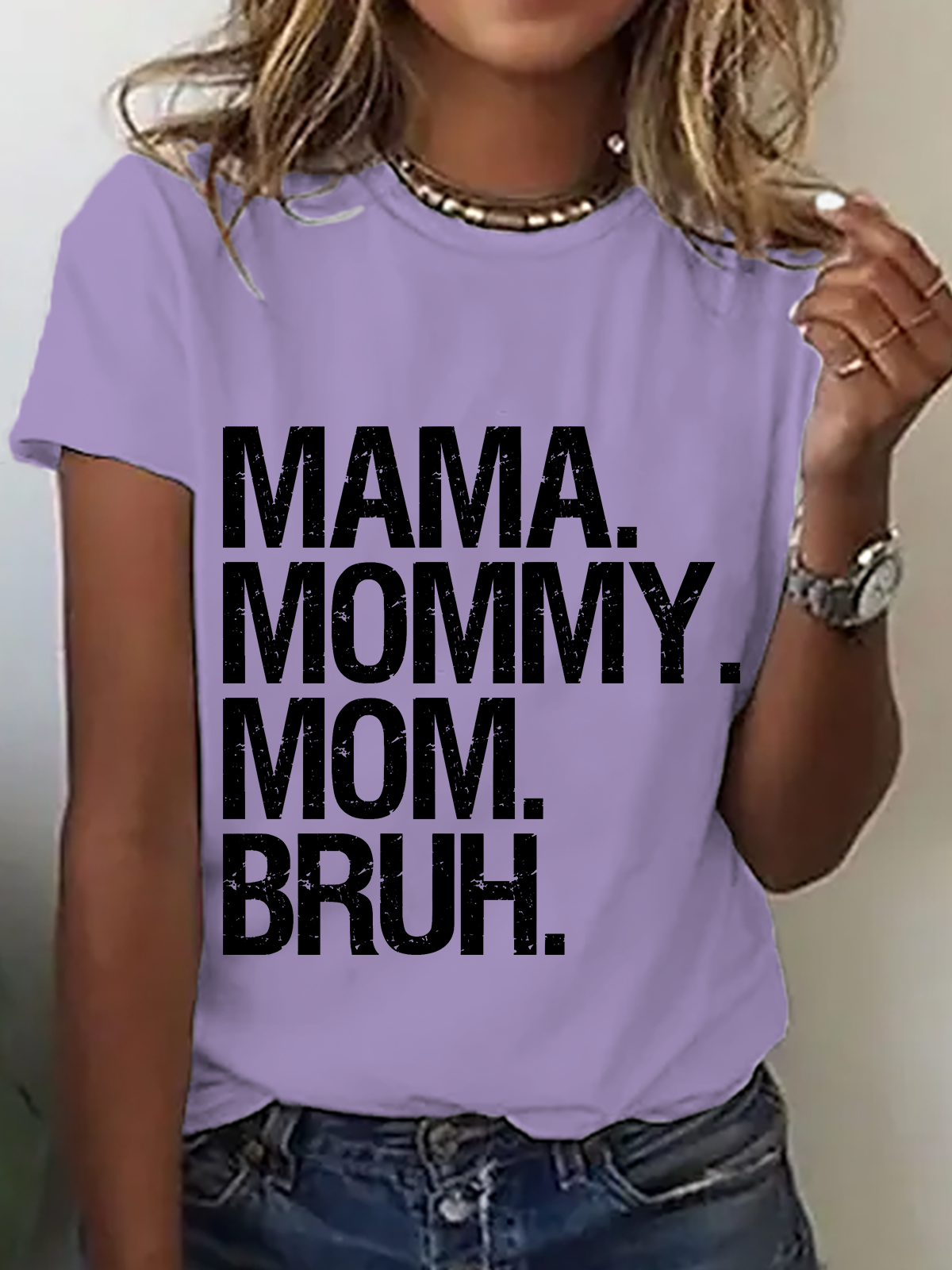 Lässig Textbriefe Rundhals Kurzarm T-Shirt