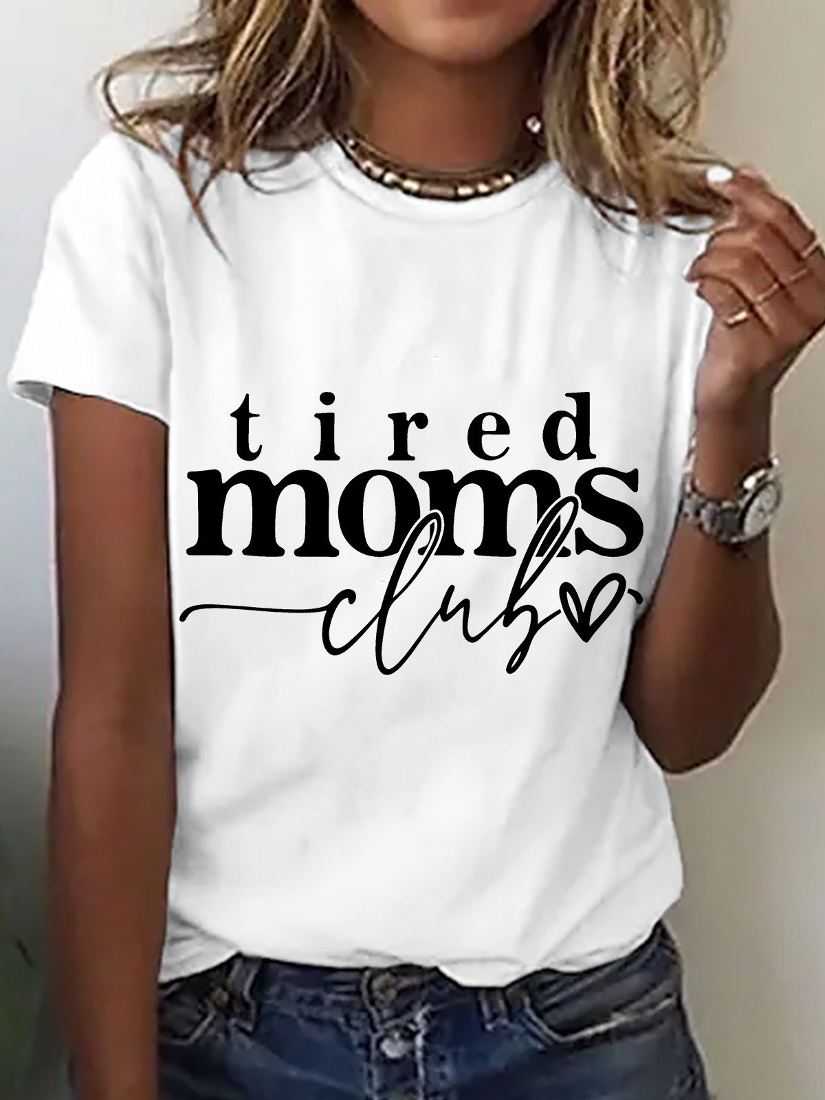 Lässig Textbriefe Rundhals Kurzarm T-Shirt