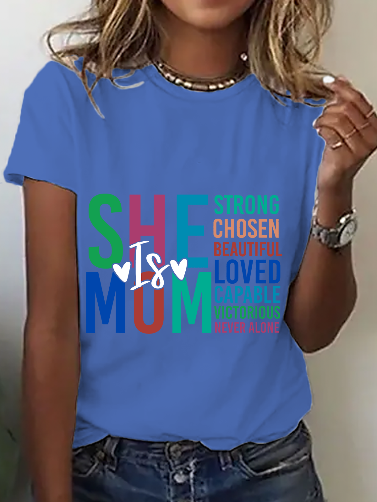 Lässig Textbriefe Rundhals Kurzarm T-Shirt