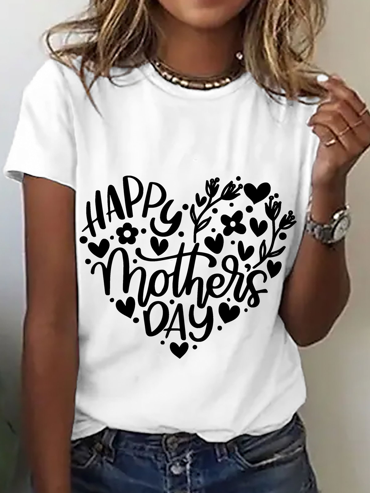 Lässig Textbriefe Rundhals Kurzarm T-Shirt