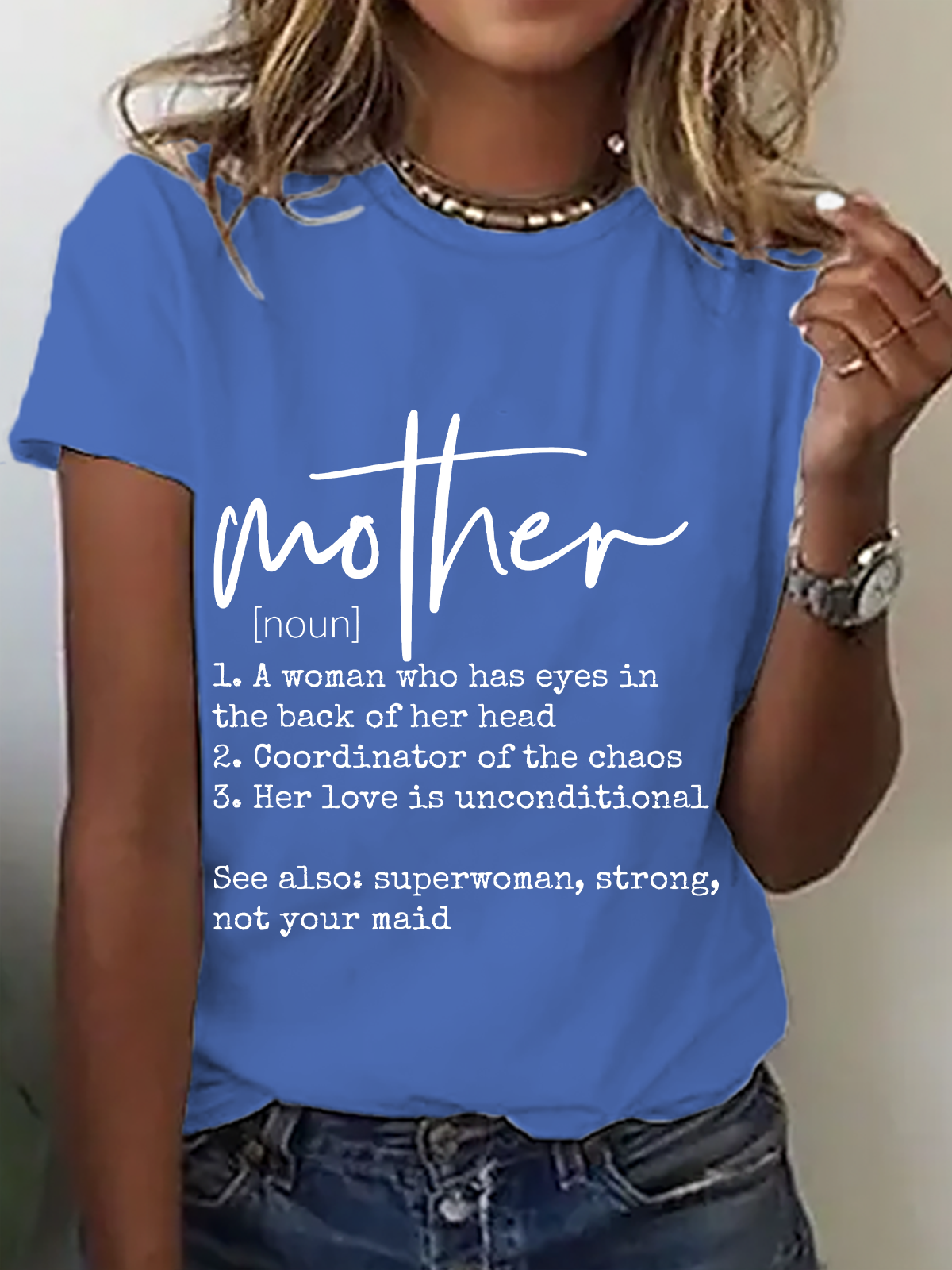 Lässig Textbriefe Rundhals Kurzarm T-Shirt
