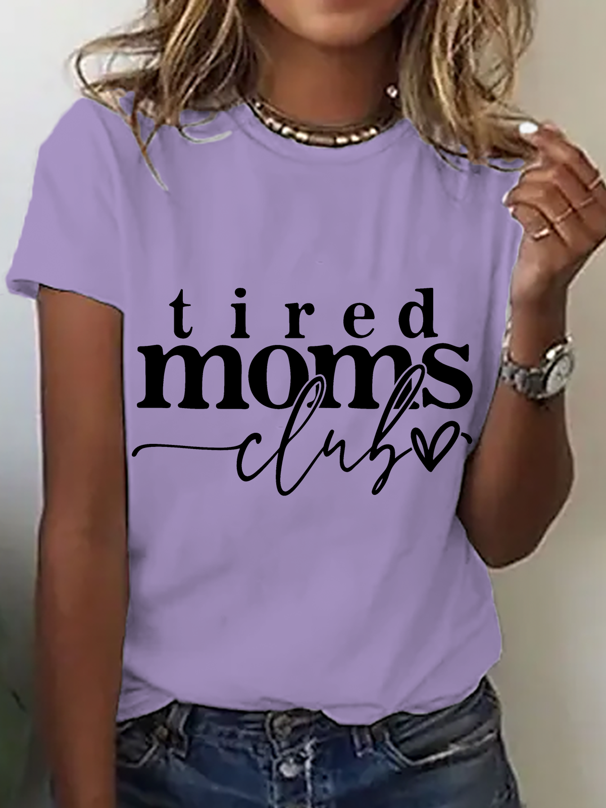 Lässig Textbriefe Rundhals Kurzarm T-Shirt