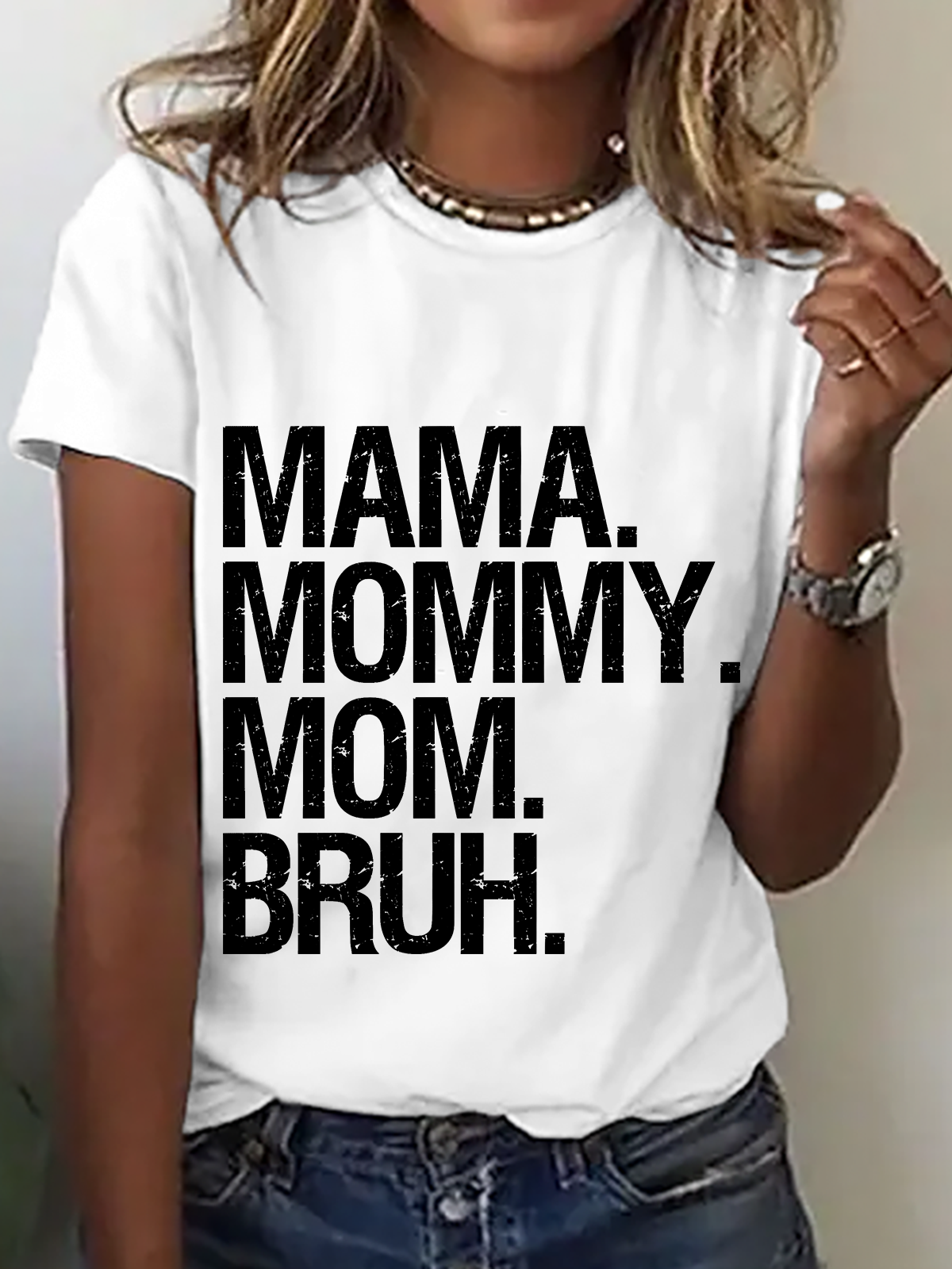 Lässig Textbriefe Rundhals Kurzarm T-Shirt