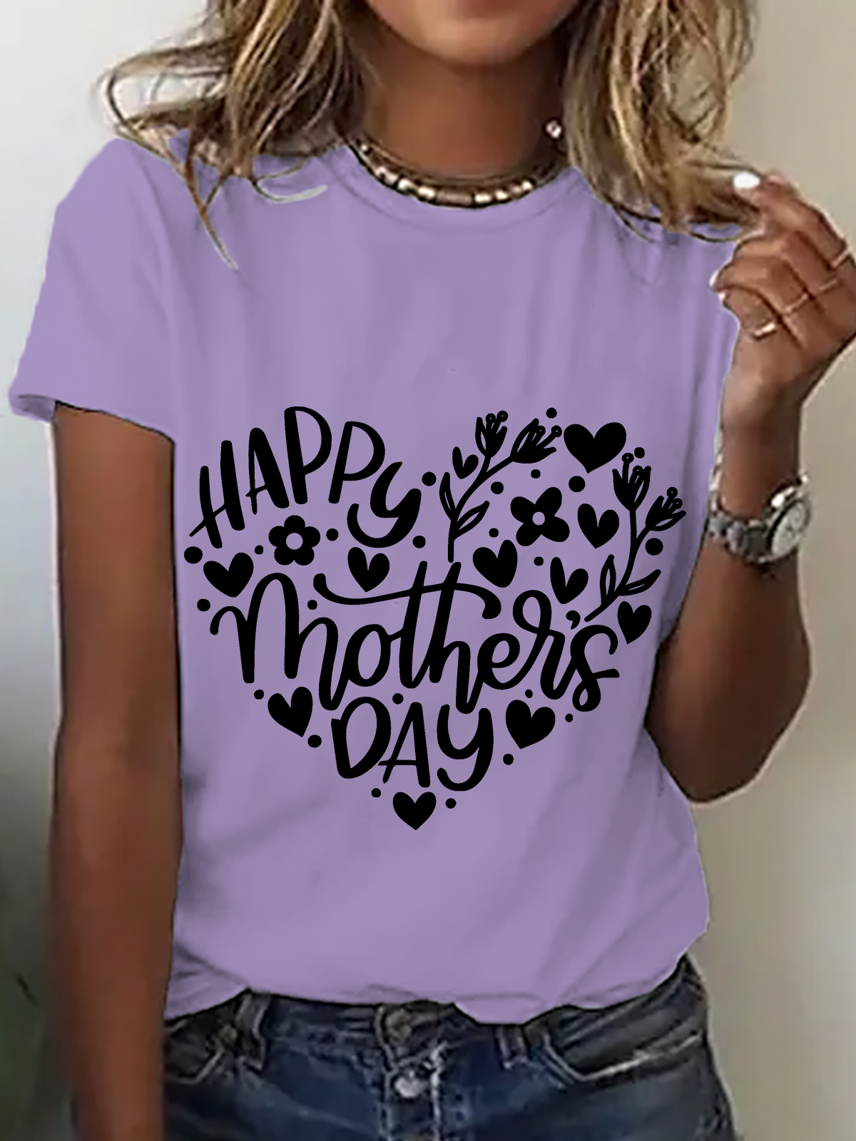 Lässig Textbriefe Rundhals Kurzarm T-Shirt