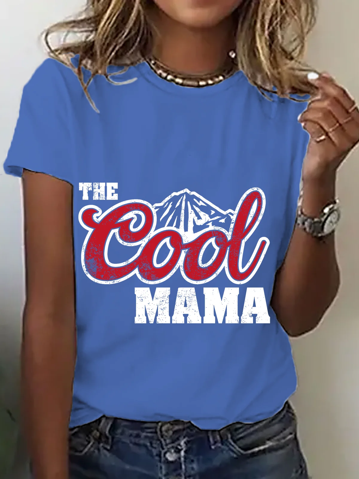 Lässig Textbriefe Rundhals Kurzarm T-Shirt
