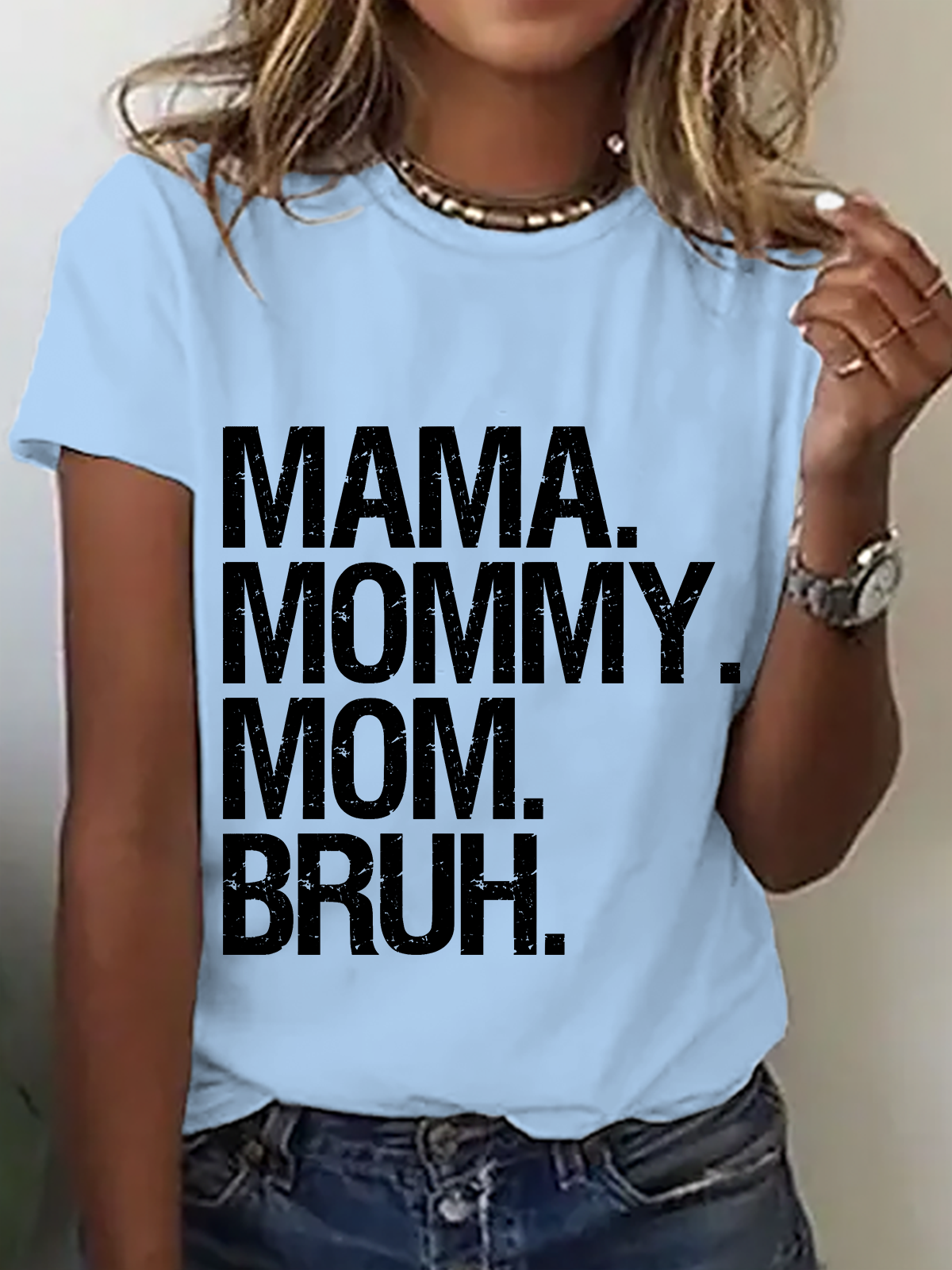 Lässig Textbriefe Rundhals Kurzarm T-Shirt