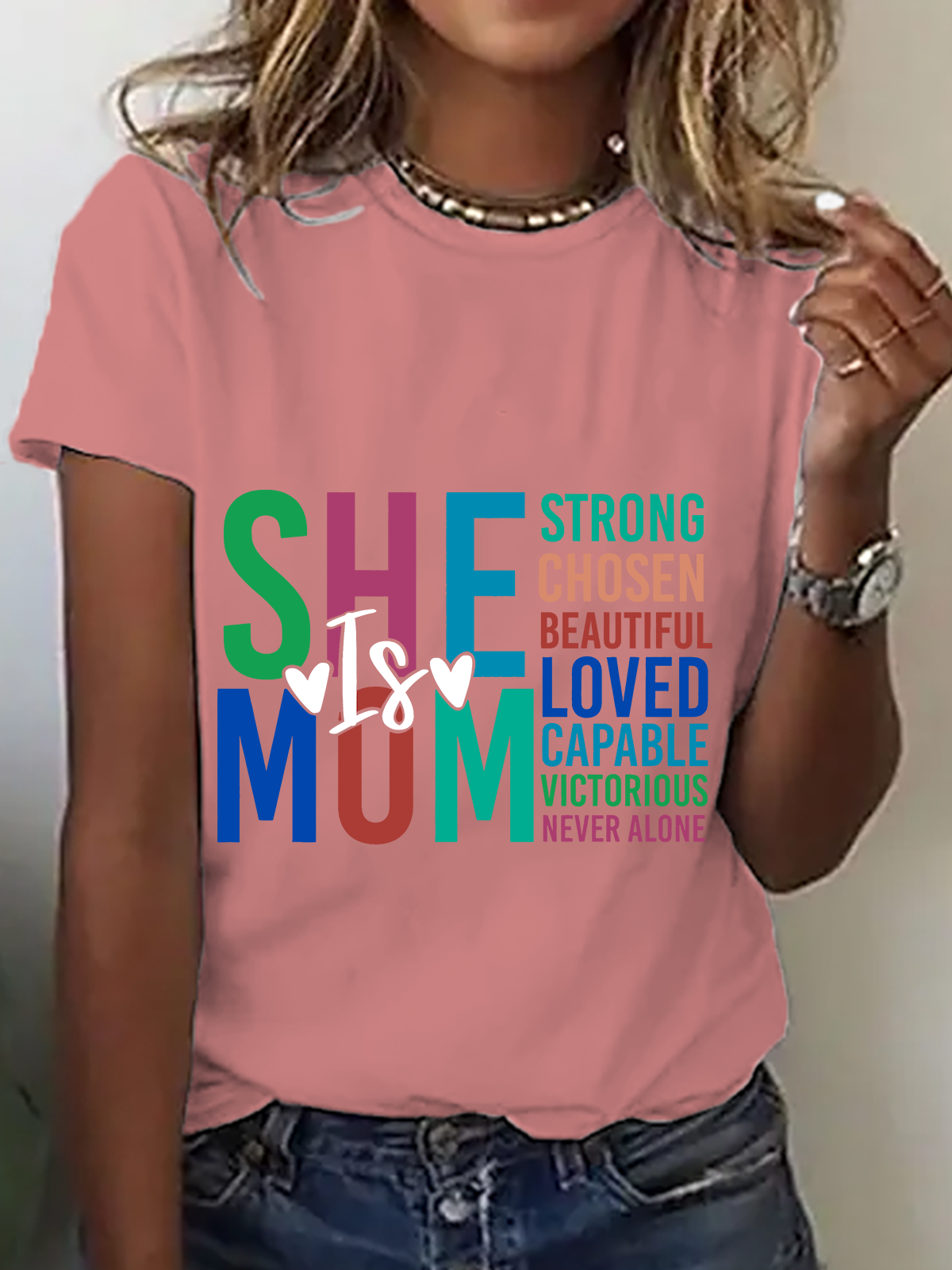 Lässig Textbriefe Rundhals Kurzarm T-Shirt