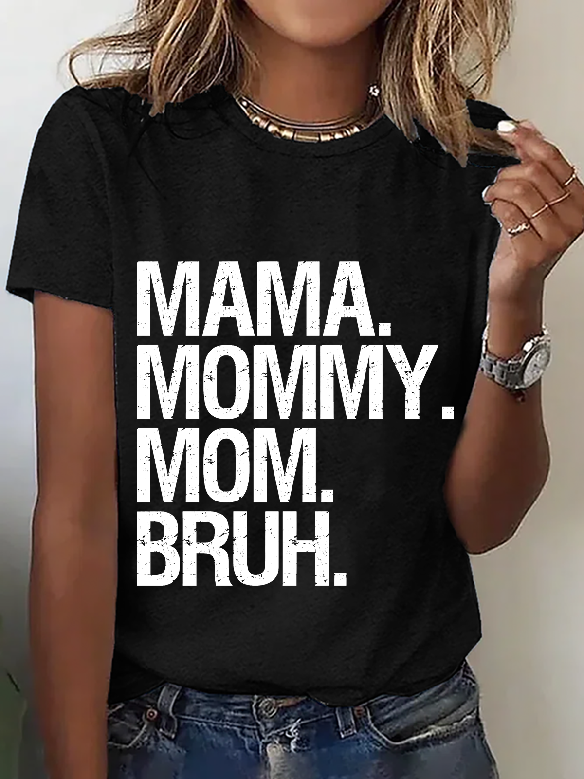 Lässig Textbriefe Rundhals Kurzarm T-Shirt