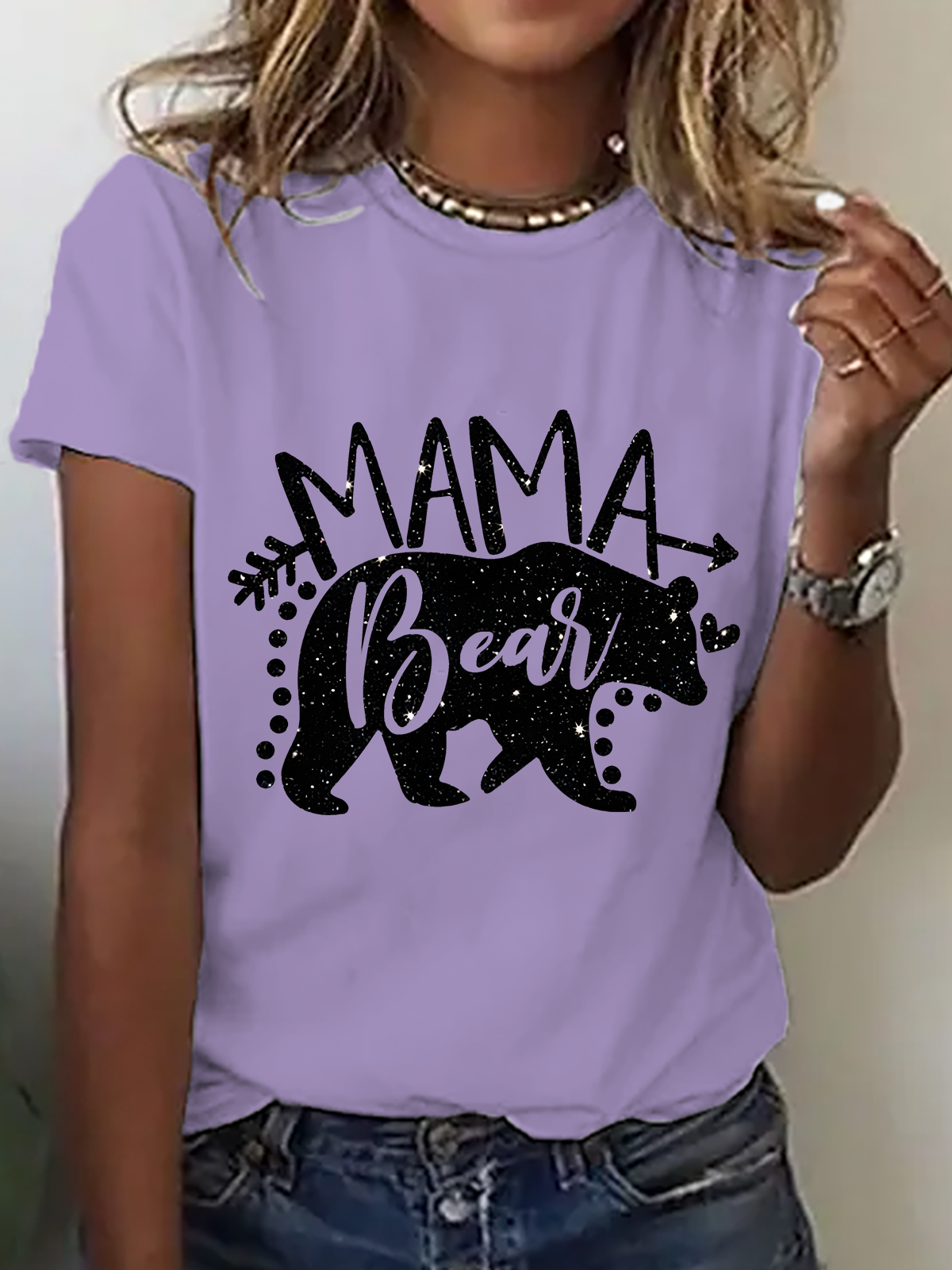Lässig Textbriefe Rundhals Kurzarm T-Shirt