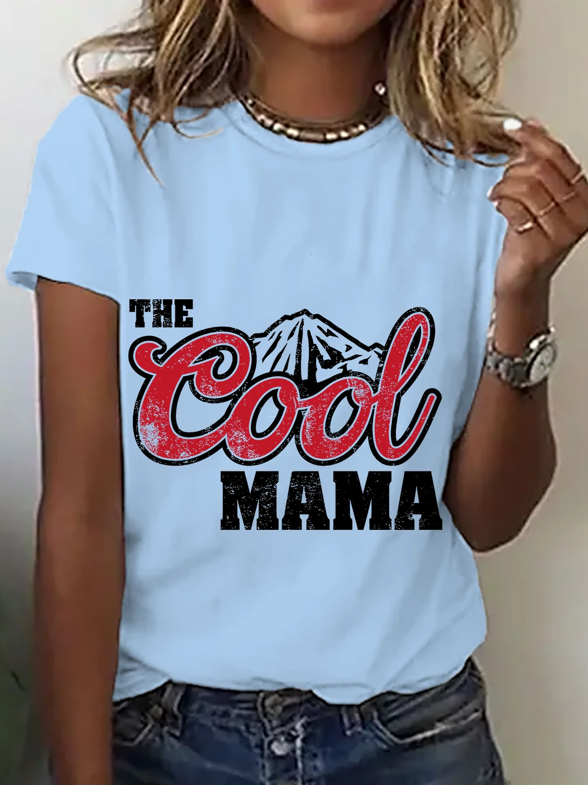 Lässig Textbriefe Rundhals Kurzarm T-Shirt