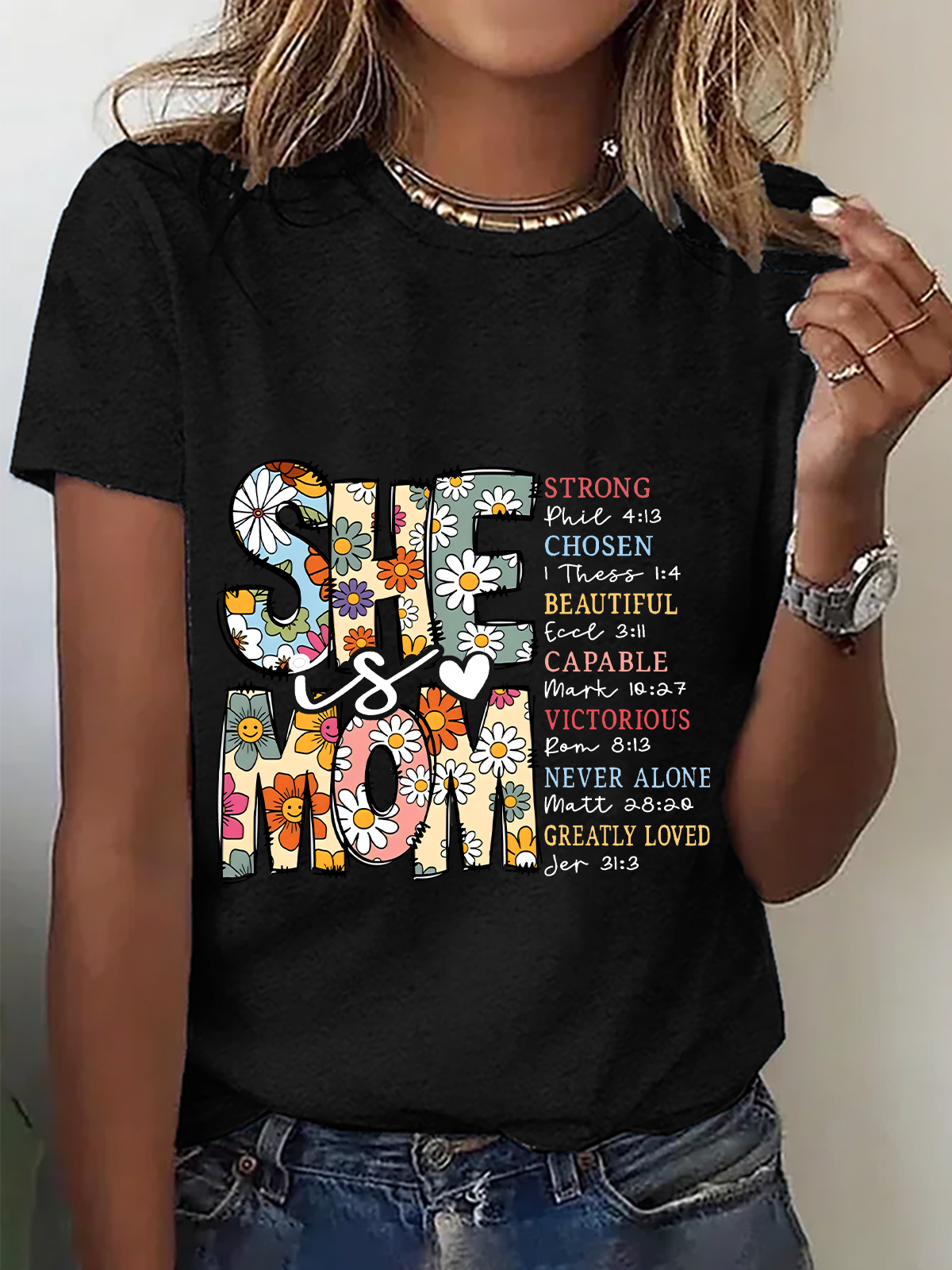 Lässig Textbriefe Rundhals Kurzarm T-Shirt