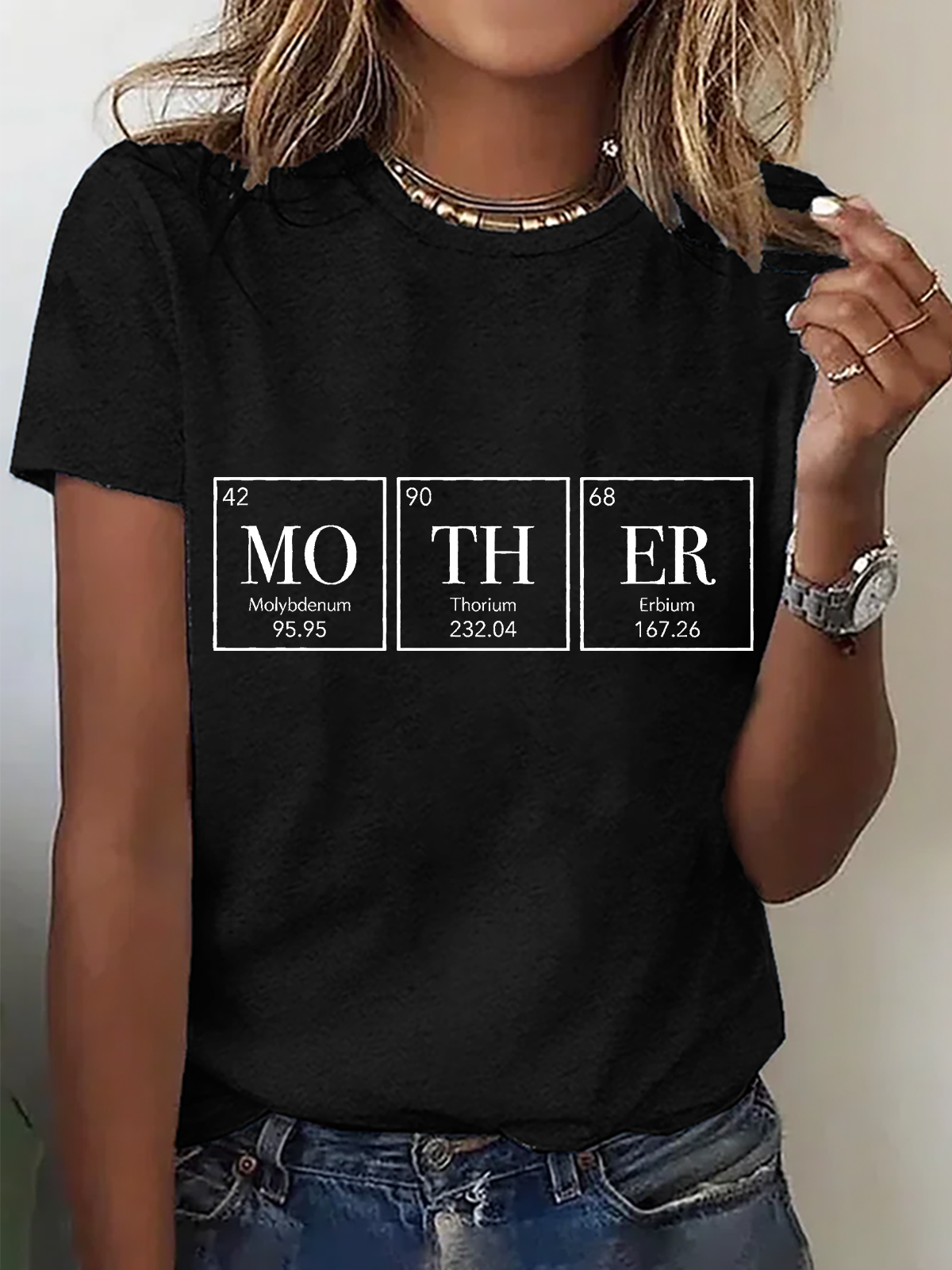 Lässig Textbriefe Rundhals Kurzarm T-Shirt