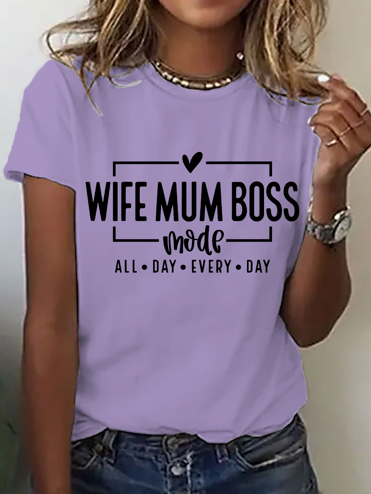 Lässig Textbriefe Rundhals Kurzarm T-Shirt