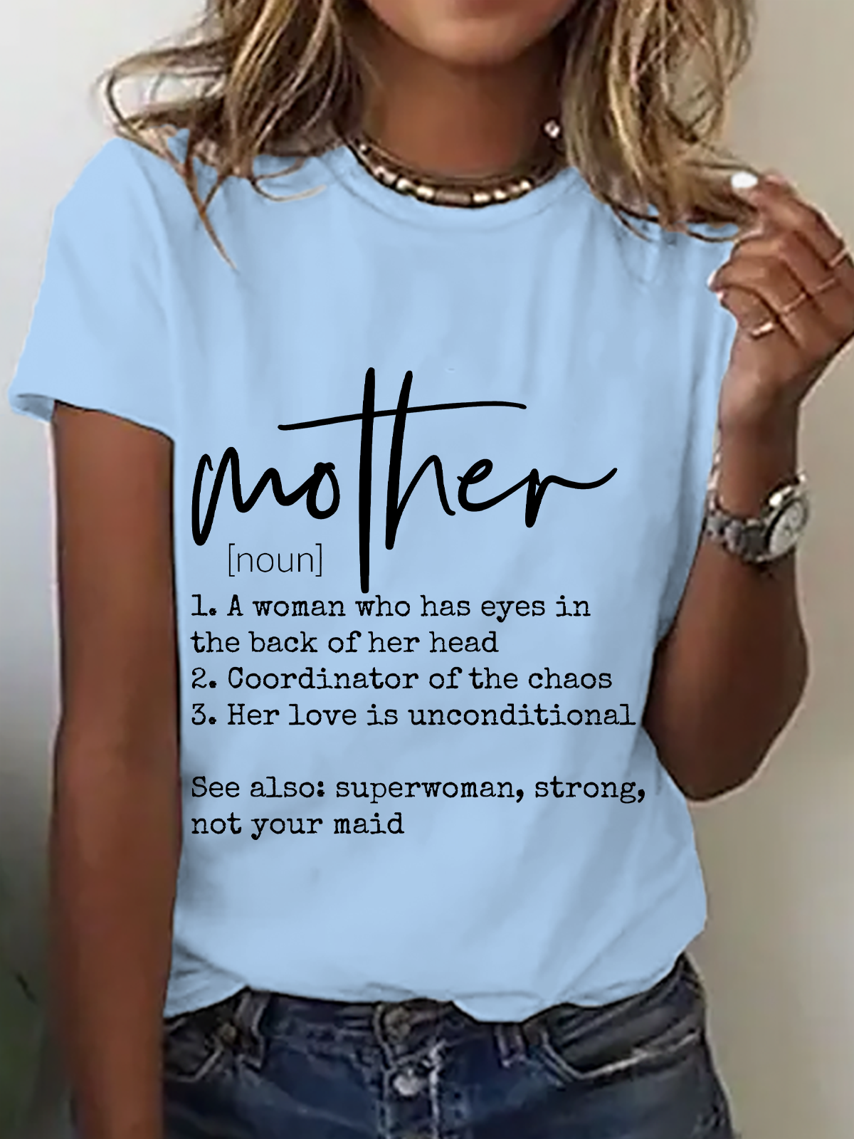 Lässig Textbriefe Rundhals Kurzarm T-Shirt