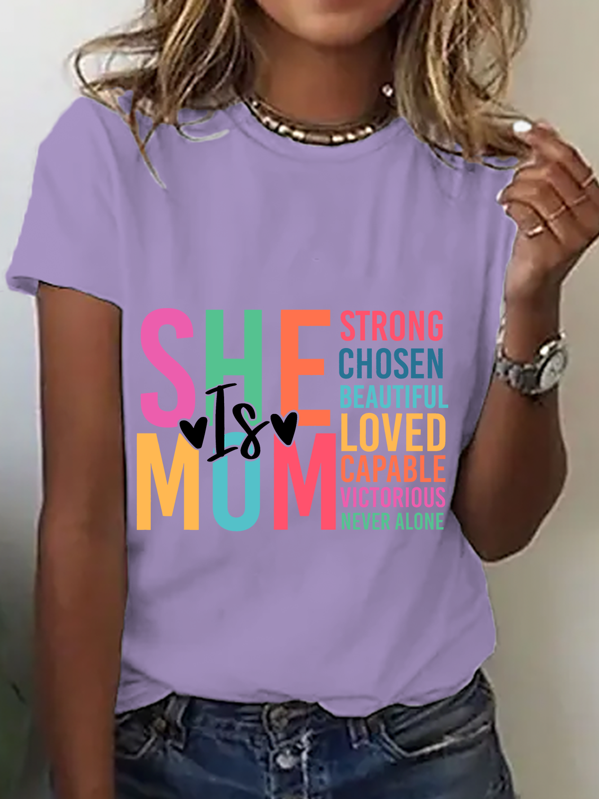 Lässig Textbriefe Rundhals Kurzarm T-Shirt