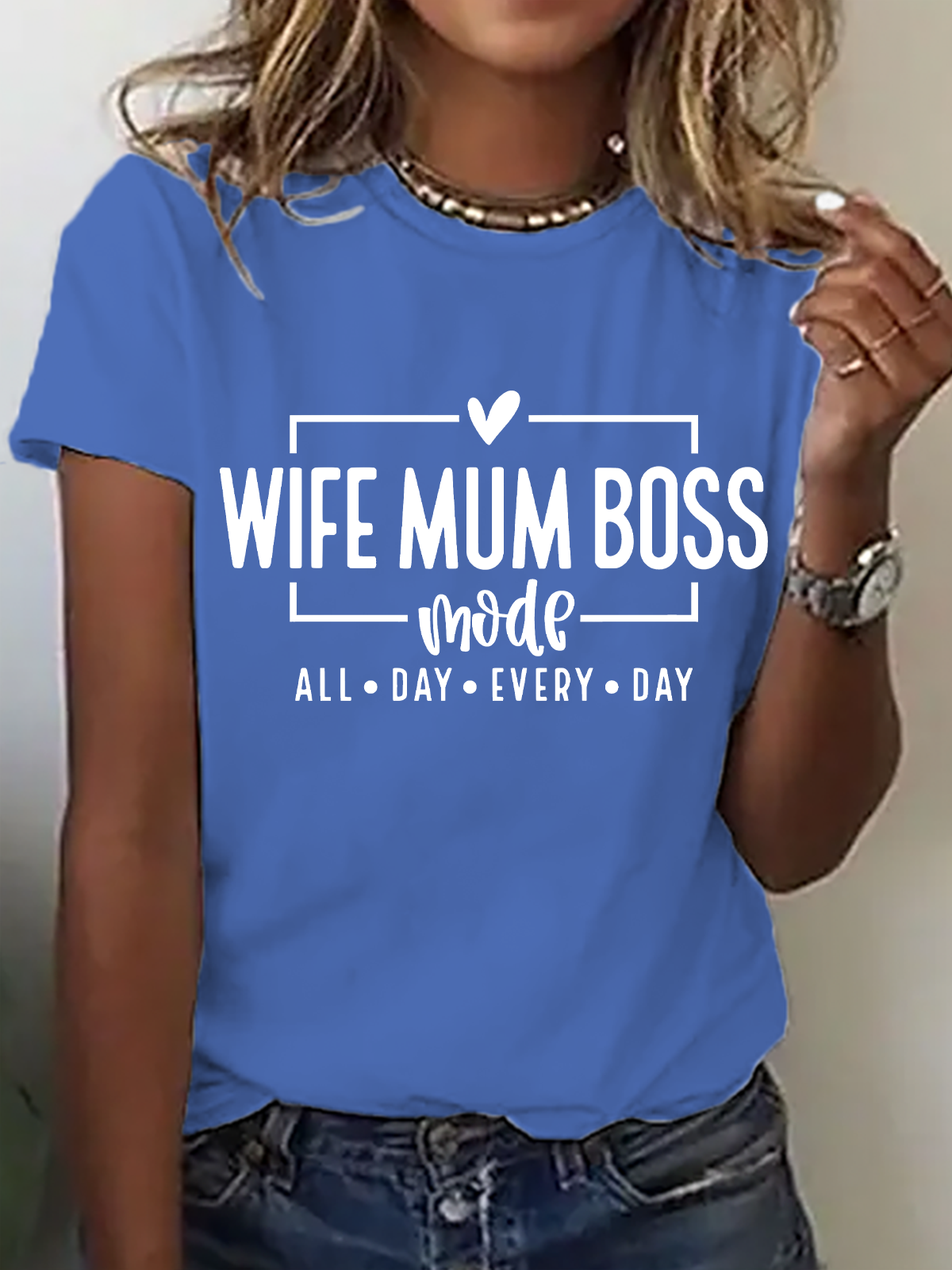 Lässig Textbriefe Rundhals Kurzarm T-Shirt