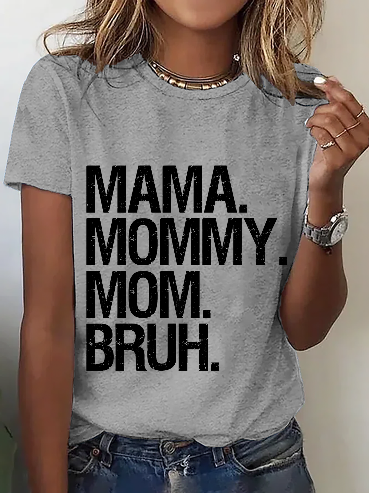 Lässig Textbriefe Rundhals Kurzarm T-Shirt