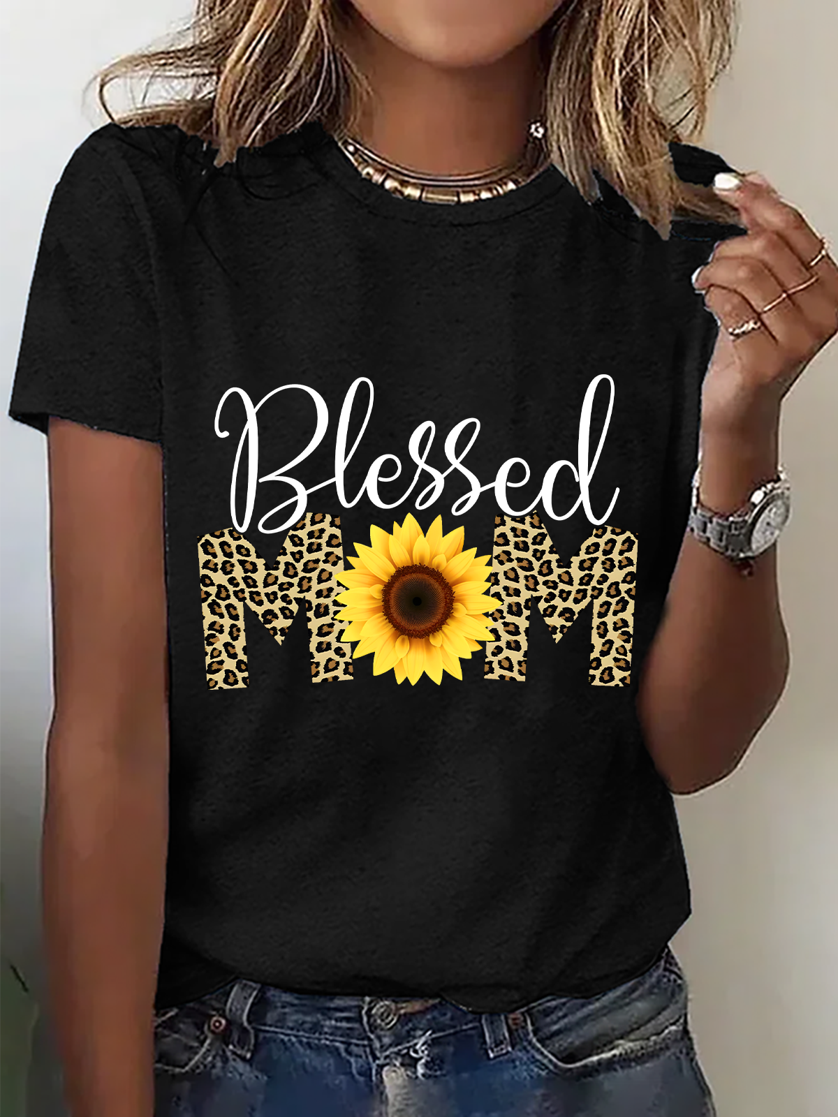 Lässig Textbriefe Rundhals Kurzarm T-Shirt