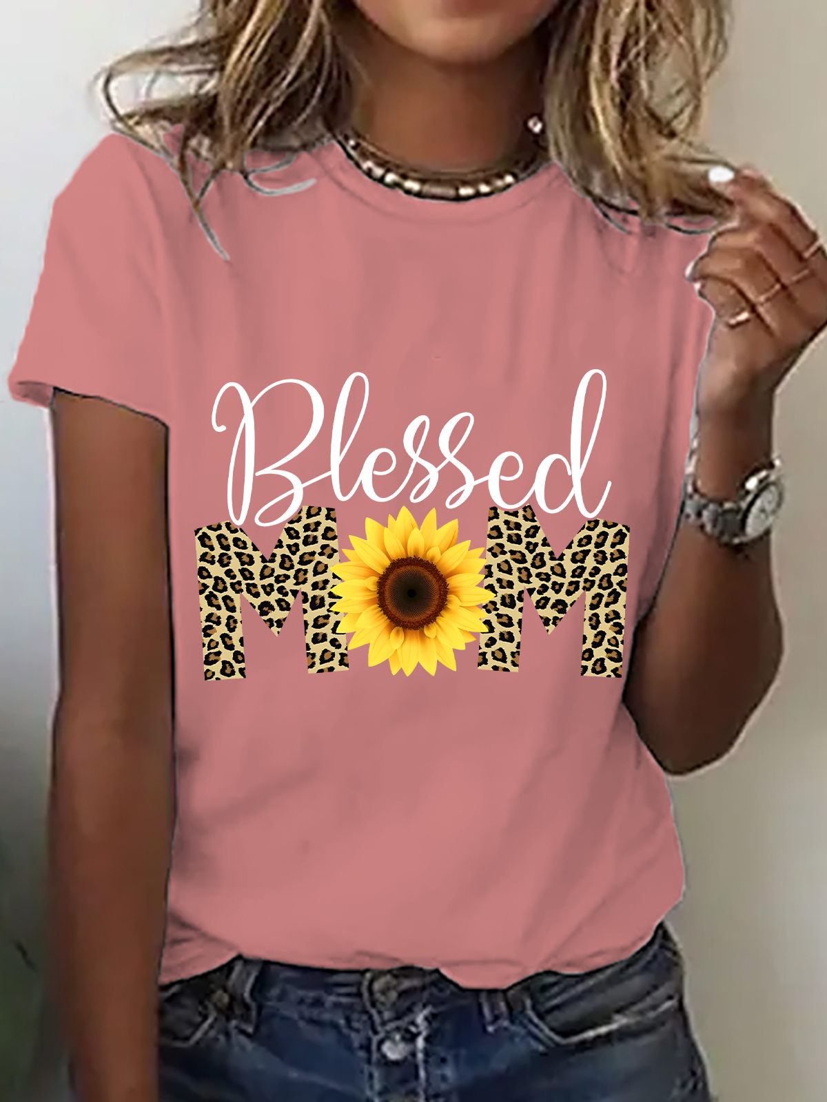 Lässig Textbriefe Rundhals Kurzarm T-Shirt
