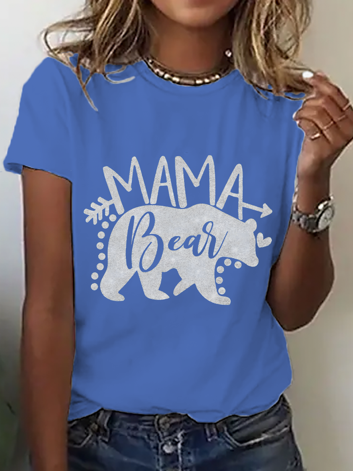 Lässig Textbriefe Rundhals Kurzarm T-Shirt