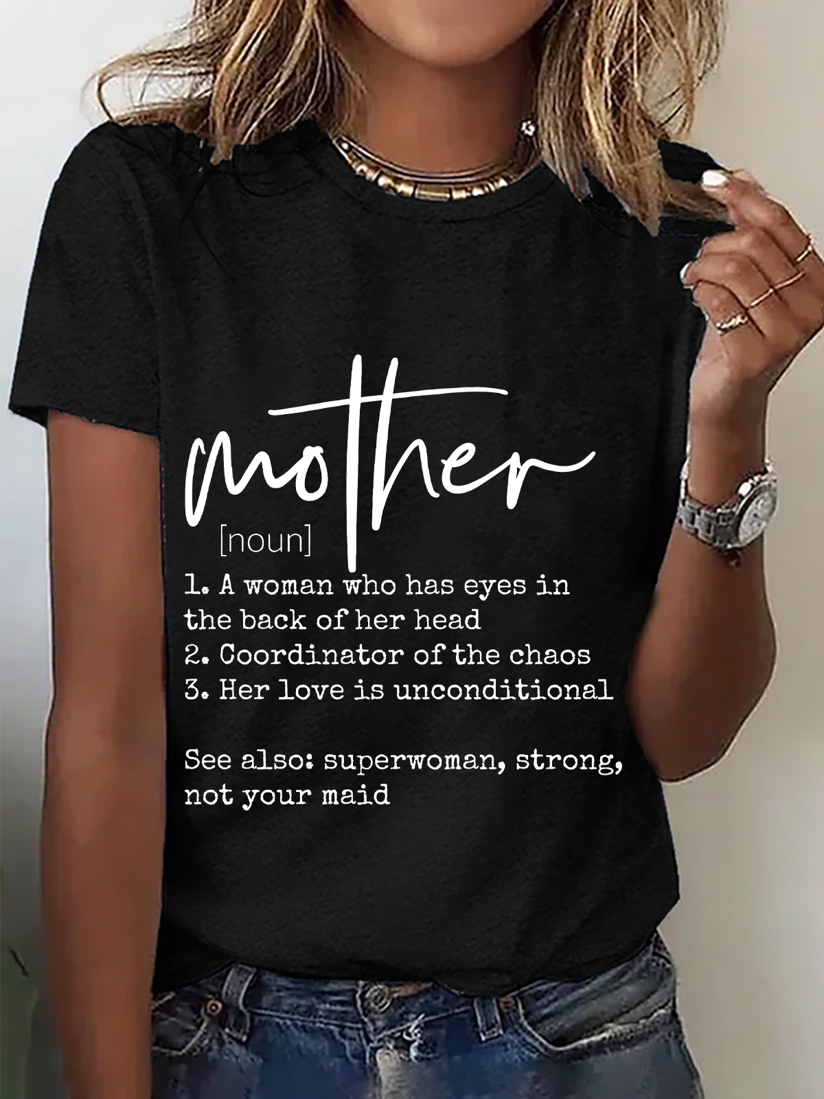 Lässig Textbriefe Rundhals Kurzarm T-Shirt