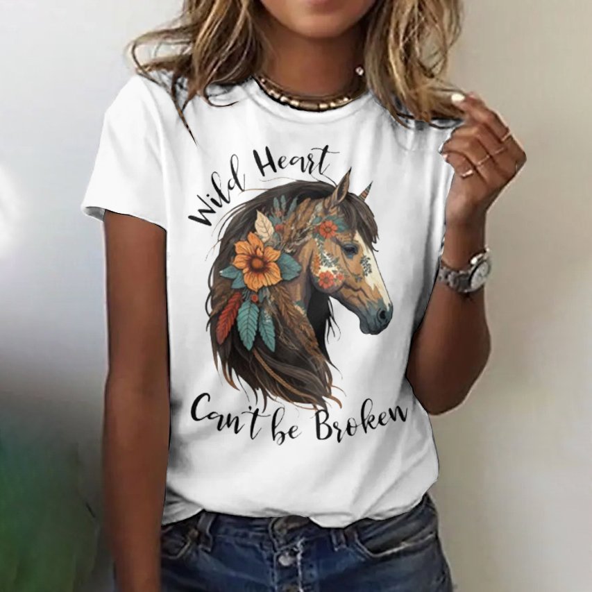Lässig Tier Rundhals Kurzarm T-Shirt