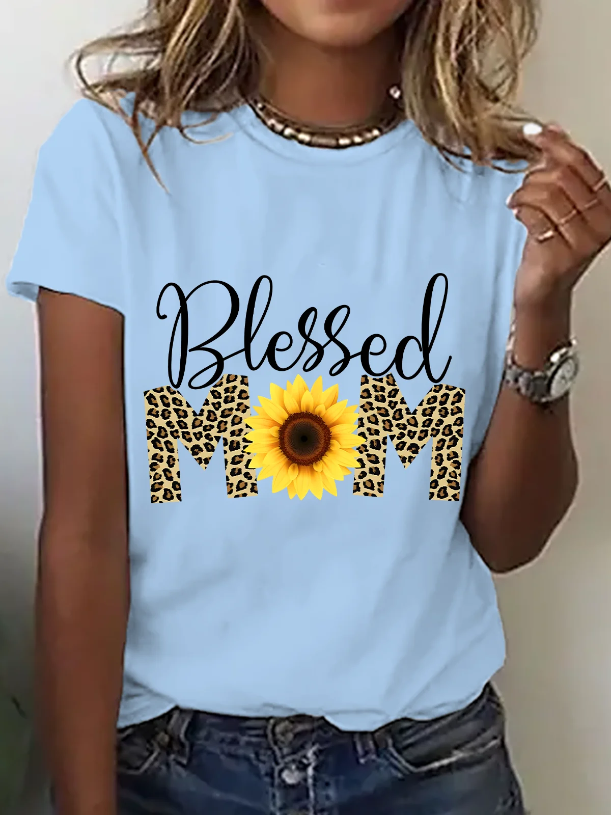 Lässig Textbriefe Rundhals Kurzarm T-Shirt